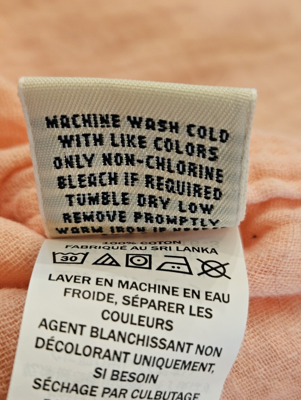 L.L.Bean Women's Large Gauze Cotton Tunic Top Peach Pink Short Sleeve - Picture 8 of 10